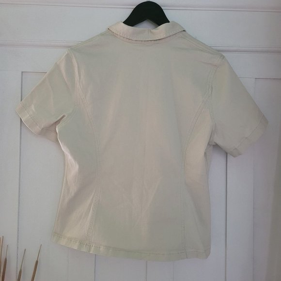 Lafei-Nier Cotton Embellished Shirt, ~Sz Medium - Picture 5 of 8